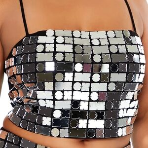 Forever 21 Mirror Tile Crop Top